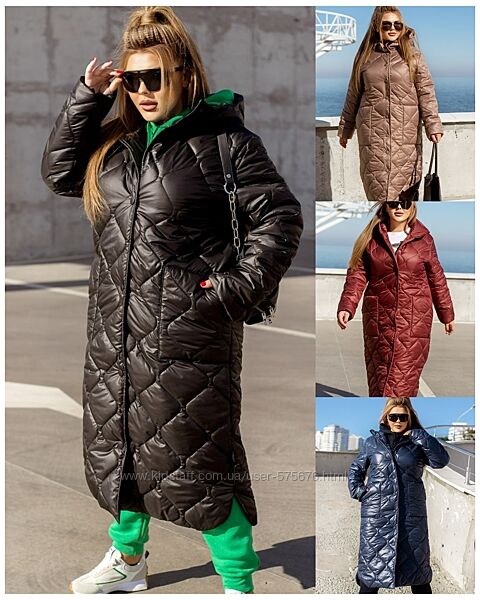 р.46 до 68р. Стильна куртка- пальто плащівка, наповнювач силікон, синтепон