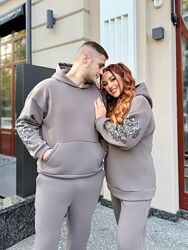 р.44 до 62р. Парний костюм  тринитка на флісі Туреччина