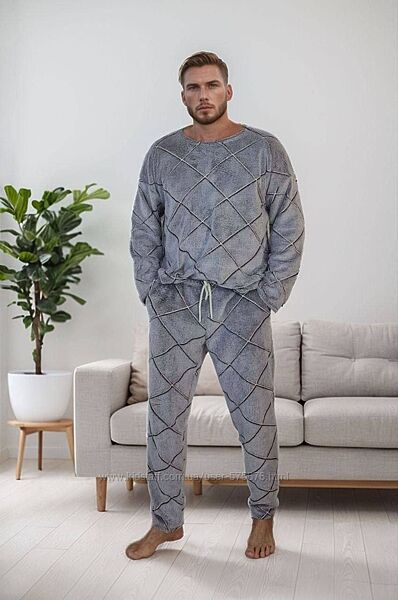 р.46 до 56р. Тепла чоловіча піжама, королівська шиншила