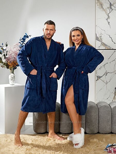 р.42 до 56р. Халат унісекс мікрофібра, глибокий запах
