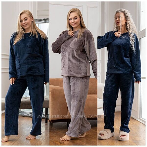 S до 4XL Піжама двостороння махра