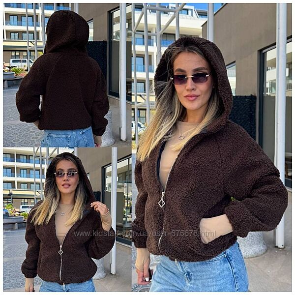р.42 до 60р. Тепла та стильна куртка з тканини барашек тедді
