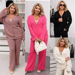 р.50 до 64р. прогулянковий костюм вязання трикотаж рубчик