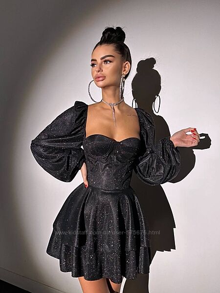 Сяюча корсетна сукня бюстьє з подвійною спідницею