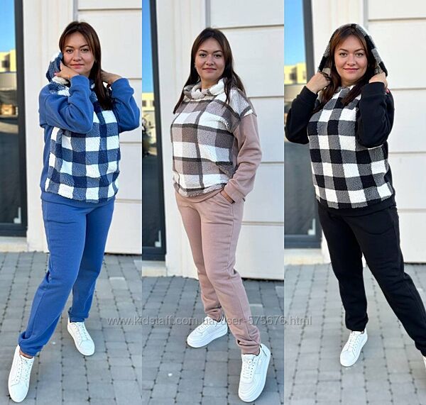 р.48 до 58р. Спортивний костюм, хутро тедді