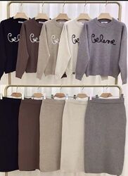 Польща 48-50, 50-52 Однотонний костюм-двійка спідниця та кофта