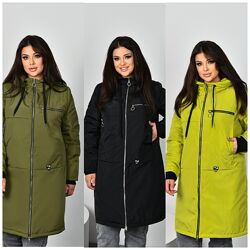 р.48 до 62р. Куртка пальто плащівка, синтепон 150