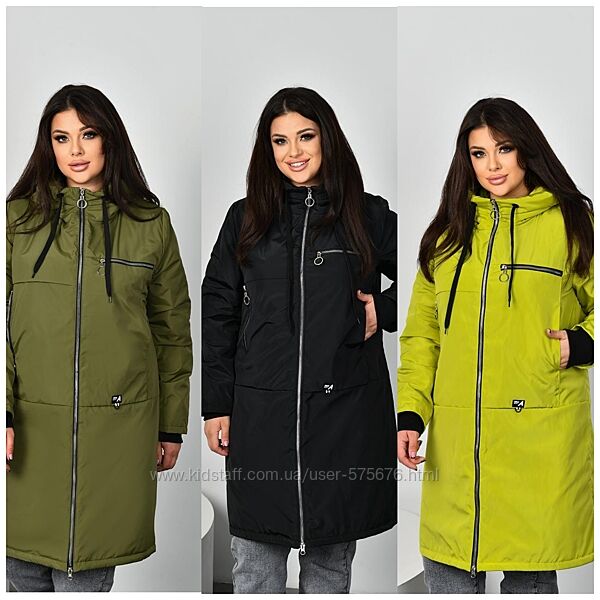 р.48 до 62р. Куртка пальто плащівка, синтепон 150