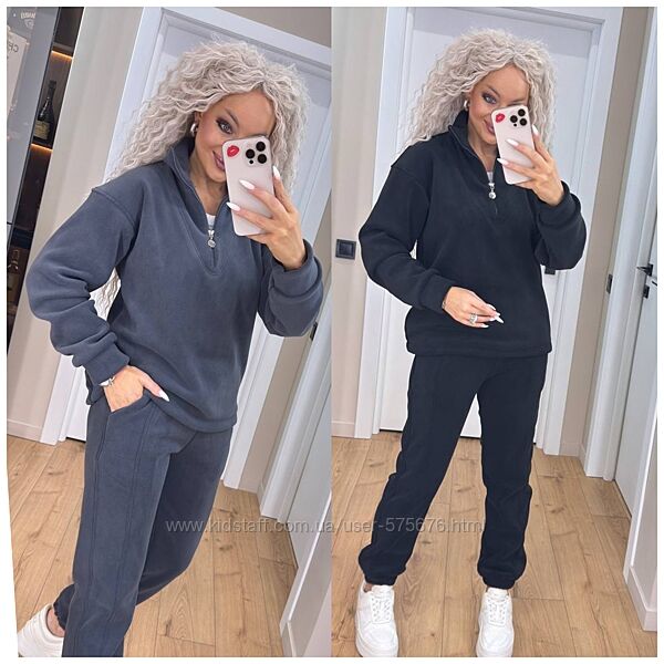 р.42 до 50р. Супер теплий костюм Полар-фліс двосторонній з велюровим ефектом