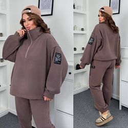 р.50 до 60р. Теплий жіночий костюм щільний двосторонній фліс