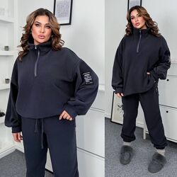 р.50 до 60р. Теплий жіночий костюм щільний двосторонній фліс