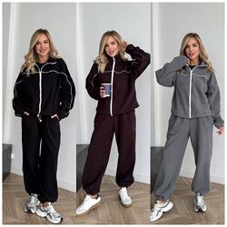 р.42 до 52р. Флісовий жіночий костюм- оверсайз