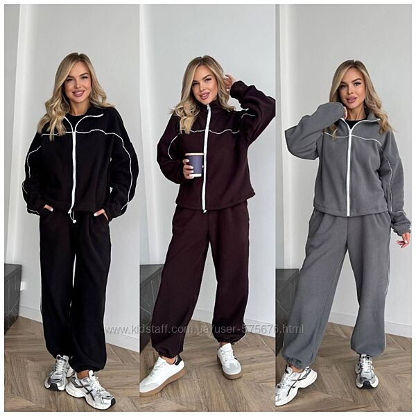 р.42 до 52р. Флісовий жіночий костюм- оверсайз