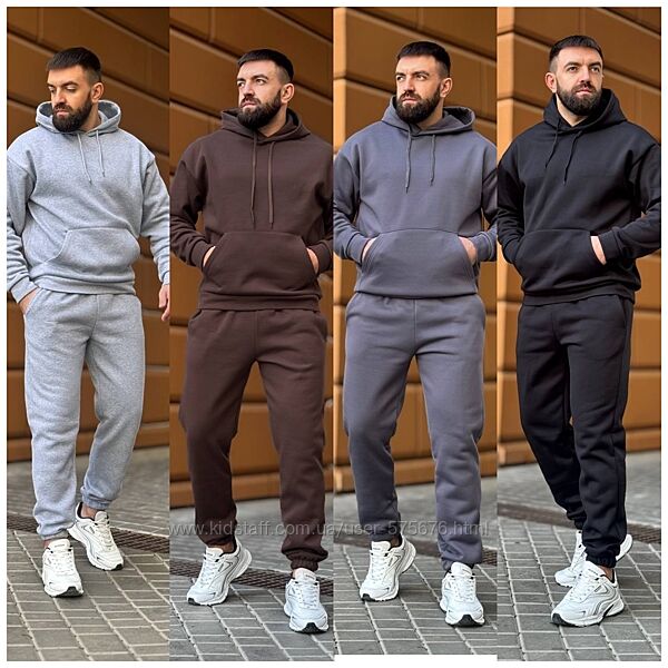 M до 2XL Чоловічий теплий костюм тринитка на флісі