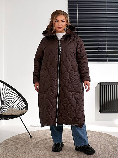 р.56 до 70р. Пальто на зиму плащівка стьобана на силіконі 200, підкладка 