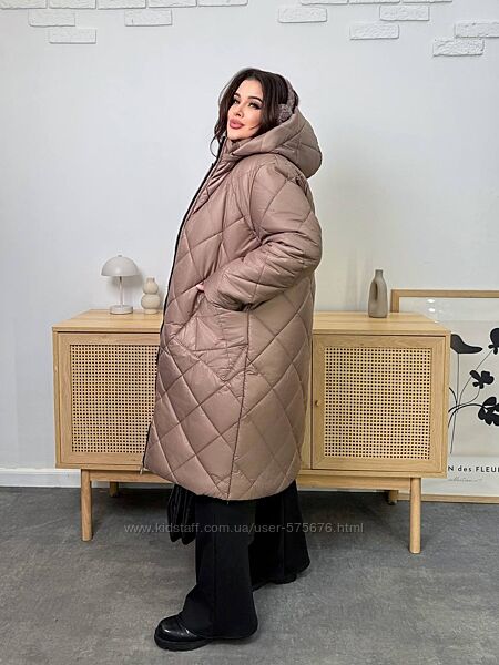 р.50 до 68р. Зимове пальто куртка подовжена