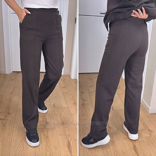 р.42 до 52р. Штани кашемір, прямі штани з кишенями та комфортною резинкою