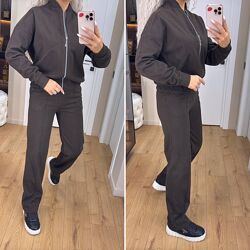 р.42 до 52р. Костюм із бомбером і прямими штанами бавовняний кашемір