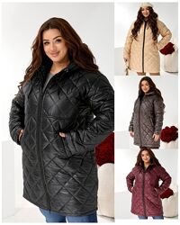 р.42 до 60р. Зимова куртка стьобана плащівка, наповнювач силікон 200