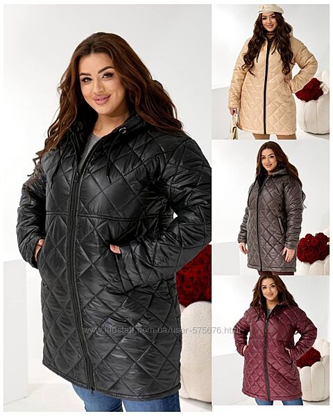 р.42 до 60р. Зимова куртка стьобана плащівка, наповнювач силікон 200