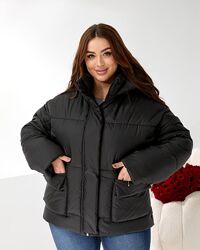 р.48 до 58р. Тепла обємна куртка, легка, наповнювач синтепон 250, плащівка 