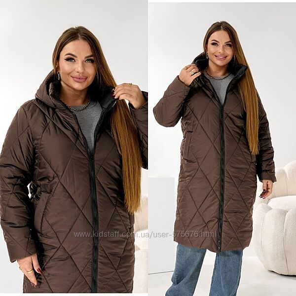 р.48 до 62р. Зимове пальто плащівка, синтепон 200