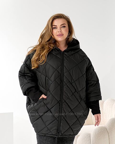Стильний пуховик оверсайз батал