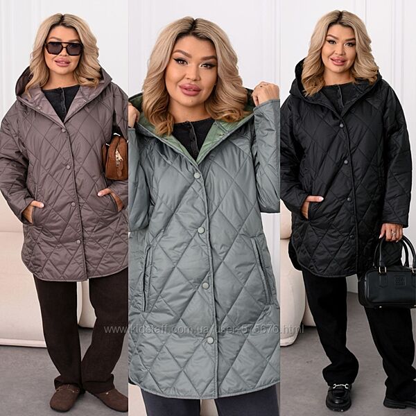 р.48 до 62р. Куртка плащівка стьобана разом з підкладкою, синтепон 100