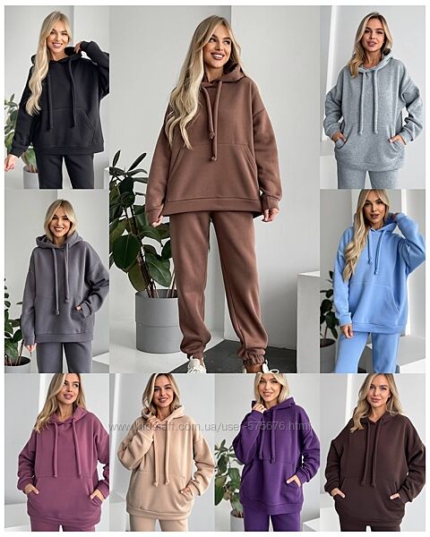 р.42 до 56р. Жіночий теплий спортивний костюм на флісі 9 кольорів