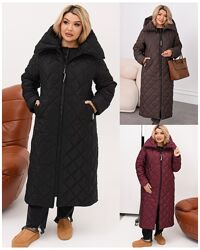 р.48 до 62р.  Тепле зимове пальто куртка з капюшоном