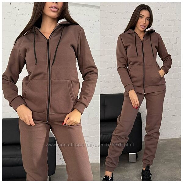 р.42 до 52р. Костюм якісна тринитка на флісі та хутро
