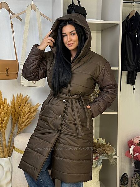 р.46 до 60р. Зимове стьобане пальто утеплене синтепон 200