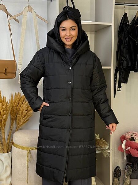 р.46 до 60р. Зимове стьобане пальто утеплене синтепон 200