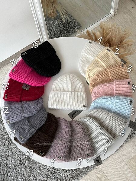 55-59 шапка тепла ангора подвійна з відворотом підклад повний фліс