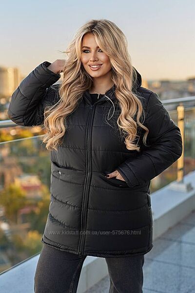 р.50 до 64р. Зимова куртка плащівка на синтепоні 200