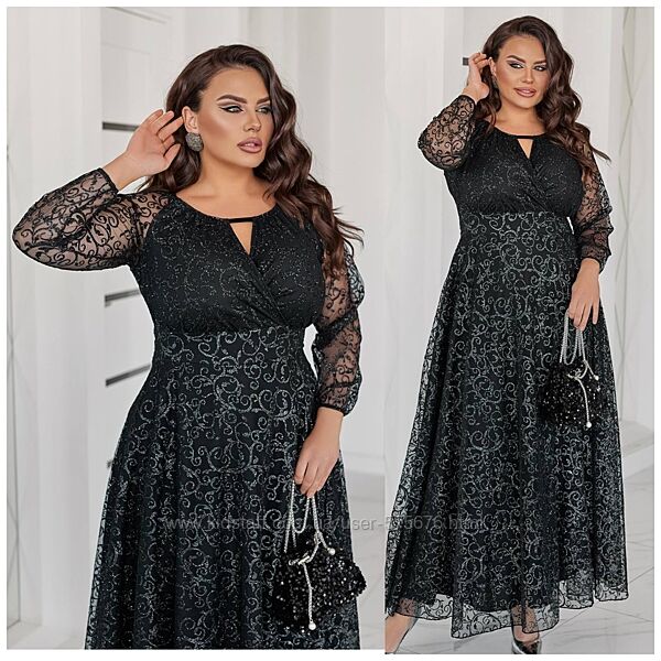 р.50 до 60р. Сукня сітка флок з підкладкою