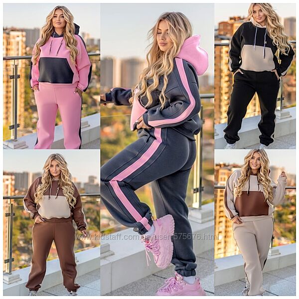 р.40 до 62р. Жіночий теплий костюм з лампасами не кашлатиться