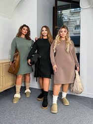 р.50 до 64р. Тепла сукня тринитка на флісі