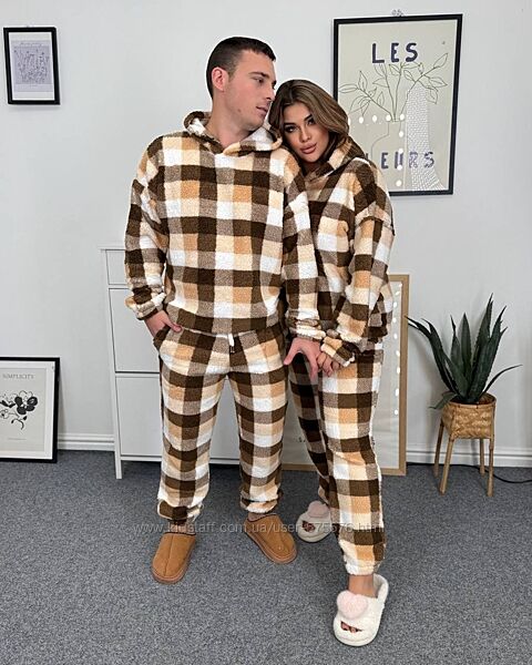 р.46 до 56р. Піжама унісекс пухнаста махра 8 кольорів