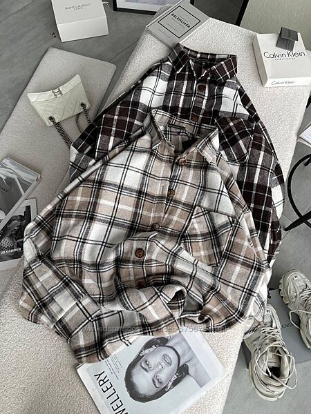 Жіноча тепла кашемірова сорочка в клітинку