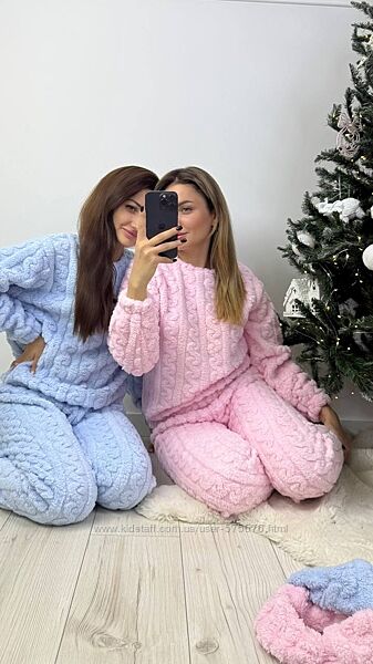 р.42 до 52р. Костюм домашній махра жакардова фактурна кофта, штани, повязка