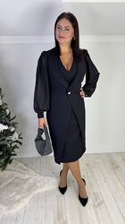 р.48 до 58р. Шикарне плаття  креп костюмний, шифон