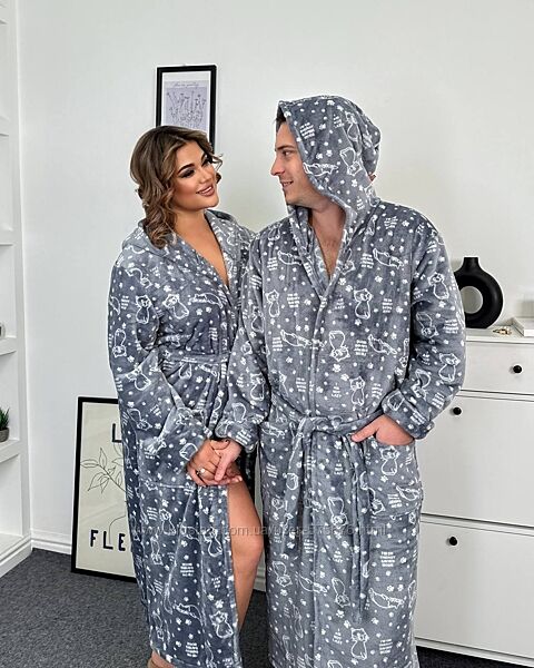 р.42 до 56р. Халат унісекс плюшик мякий, теплий