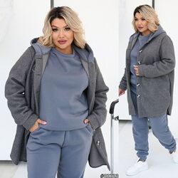 р.50 до 60р. Костюм трійка тринитка на флісі та барашек