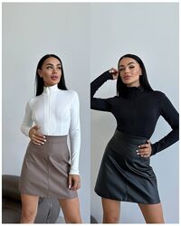 р.42 до 60р. Спідниця з еко шкіри міні з високою талією шкіряна