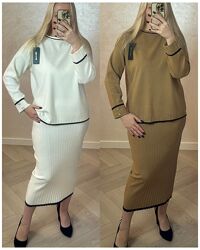 Польща 50-52, 52-54 Шикарні однотонні костюми-двійка кофтинка та спідниця
