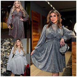 р.50 до 60р. Нарядна сукня люрекс диско