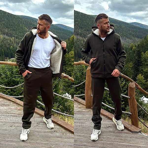 р.48 до 58р. Костюм чоловічий теплий тринитка на флісі, підклад еко хутро