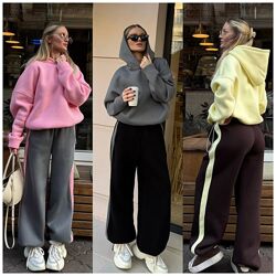 р.42 до 52р. Теплий двокольоровий костюм тринитка на флісі