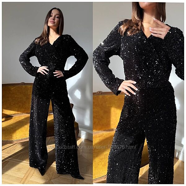 42-46 Вишуканий комбез з пайєток на велюрі